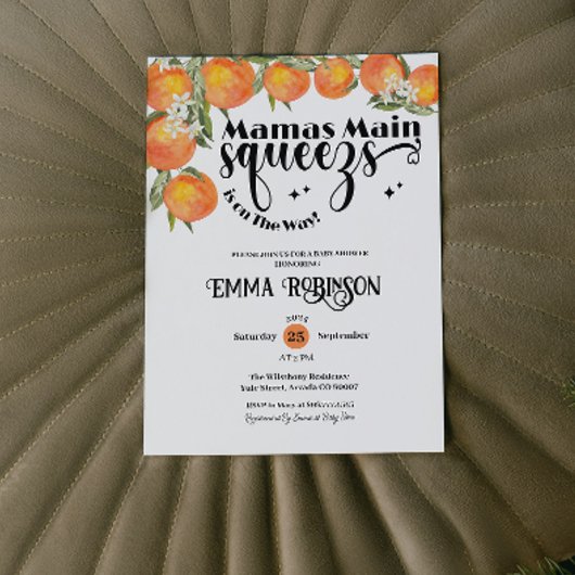 Mamas Main Squeeze Baby shower Sinaasappel Waterve Kaart