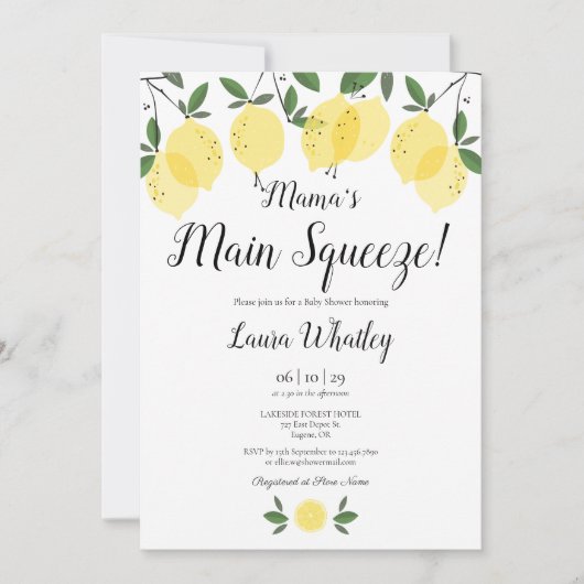 Mama's Main Squeeze Citroen Baby Shower Kaart (Voorkant)