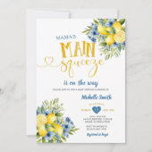 Mama's Main Squeeze Citroenblauw Bloemen Baby show Kaart (Voorkant)