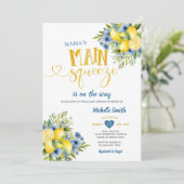 Mama's Main Squeeze Citroenblauw Bloemen Baby show Kaart (Staand voorkant)