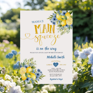 Mama's Main Squeeze Citroenblauw Bloemen Baby show Kaart