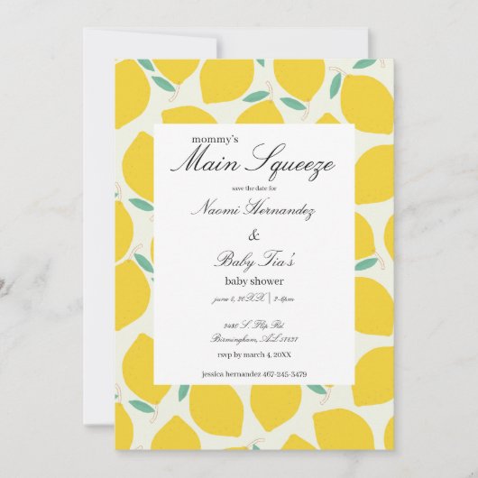 Mama's Main Squeeze Citrus Baby shower Save The Date (Voorkant)