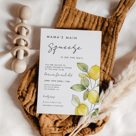 Mama's Main Squeeze in op de Weg Baby shower Kaart