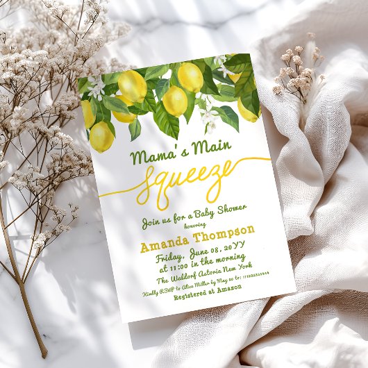 Mama's Main Squeeze Lemon Baby shower Shower Kaart