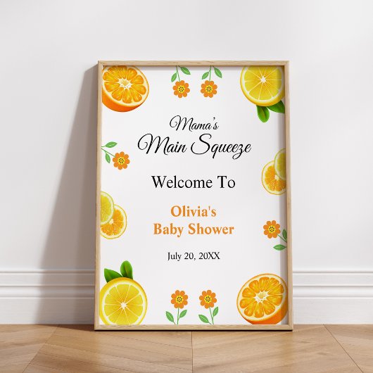 Mama's Main Squeeze Lemon Baby shower Welkom Poster