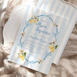 Mama's Main Squeeze Lemon Blue Bows Baby shower Kaart