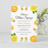 Mama's Main Squeeze Oranje Citrus Baby shower Kaart (Staand voorkant)