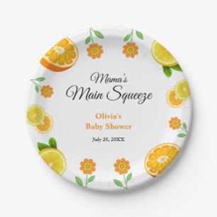 Mama's Main Squeeze Oranje Citrus Baby shower Papieren Bordje