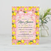 Mama's Main Squeeze Pink Bow Summer Baby Shower Kaart (Staand voorkant)