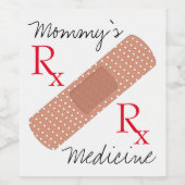 Mama's Medicine Bandage Grappige Wijn Label Custom Wijn Etiket (Enkel label)