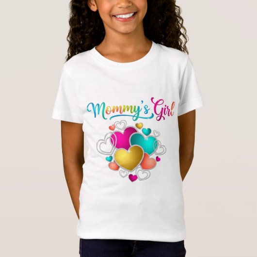 Mama's meisje met levendige harten t-shirt (Voorkant)