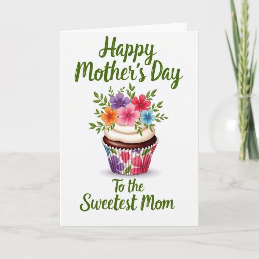 Mama's Mooi Boeket Cupcake Kaart (Voorkant)