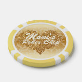Mama's Poker Chip Goud Faux Glitter Hart Bloemen (Enkel)