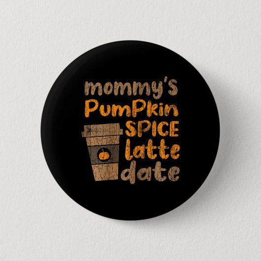 Mama's Pompoen Spice Latte Datum Leuke Herfst Herf Ronde Button 5,7 Cm (Voorkant)