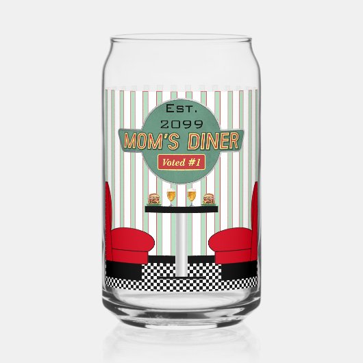 Mama's Retro Diner Drinkware Blikvorm Glas (Voorkant)