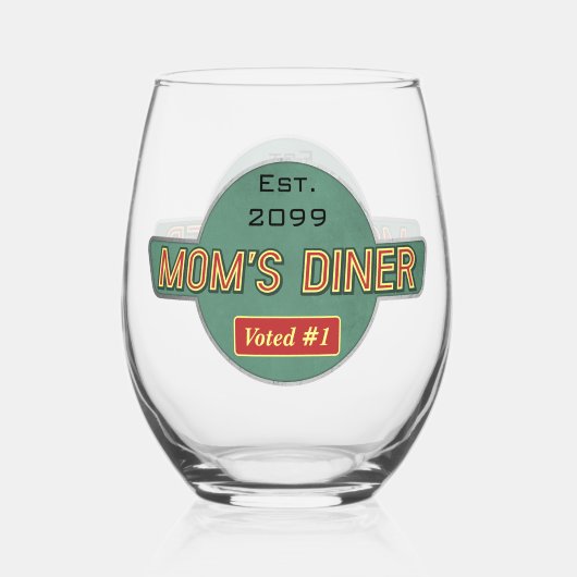 Mama's Retro Diner Drinkware Wijnglas Zonder Voet (Voorkant)