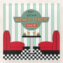 Mama's Retro Diner met Burgers & Bier Glazen Onderzetter