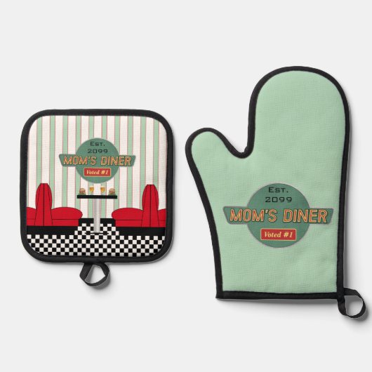 Mama's Retro Diner Ovenwant & Pannenlap Set (Voorkant)