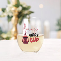 Mama's Sippy Cup Grappig Stemless wijnglas