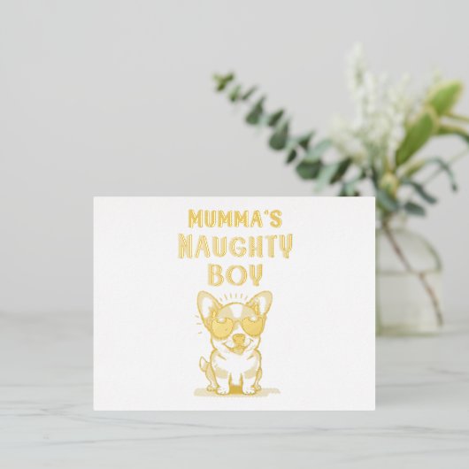 Mama's Stoute Hond Geschenk voor Moedersdag Folie Uitnodiging Briefkaart (Staand Voorkant)