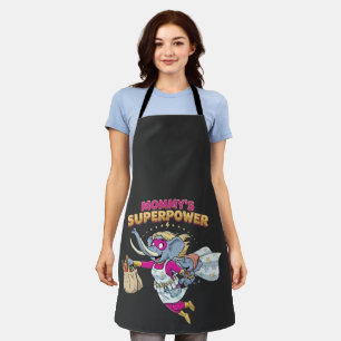 Mama's Superkracht Olifant Superheld Cartoon Grapp Schort