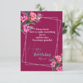 Mama's verjaardag Pink Flower Kaart (Staand voorkant)