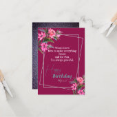 Mama's verjaardag Pink Flower Kaart (Voorkant / Achterkant in situ)