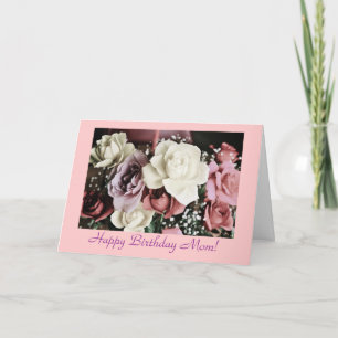 Mama's verjaardag rozen-pastel kleuren kaart