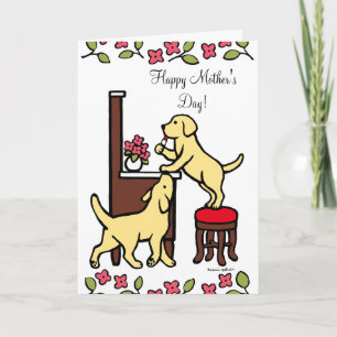 Mama's Yellow Lab Puppy Duo Kaart