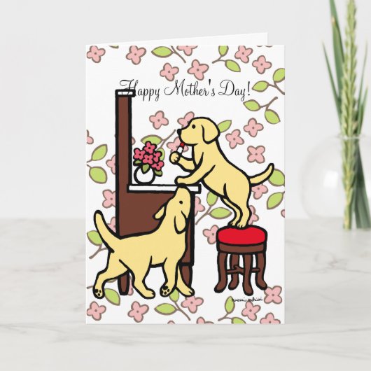 Mama's Yellow Lab Puppy Duo Kaart (Voorkant)