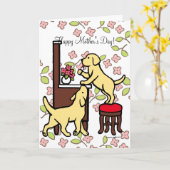 Mama's Yellow Lab Puppy Duo Kaart (Gele Bloem)