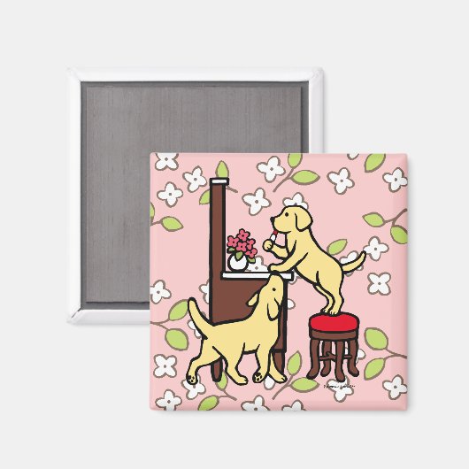 Mama's Yellow Lab Puppy Duo Magneet (Voorkant / Achterkant)