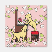 Mama's Yellow Lab Puppy Duo Magneet (Voorkant)