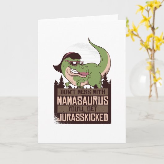 Mamasaurus Dinosaur Kaart (Gele Bloem)