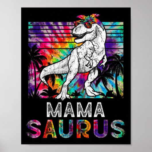 Mamasaurus Dinosaur Mama Saurus Familie Bijpassend Poster (Voorkant)