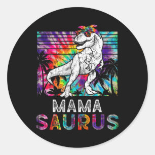 Mamasaurus Dinosaur Mama Saurus Familie Bijpassend Ronde Sticker