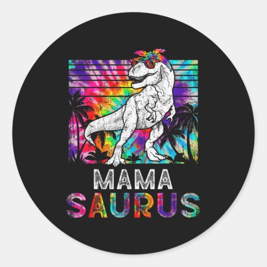 Mamasaurus Dinosaur Mama Saurus Family Matching Ti Ronde Sticker (Voorkant)