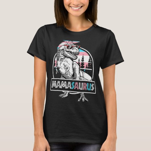 Mamasaurus Dinosaur Mama Saurus Protect Trans Kids T-shirt (Voorkant)