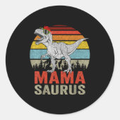 Mamasaurus Dinosaur Mama Saurus T Rex Funny Family Ronde Sticker (Voorkant)