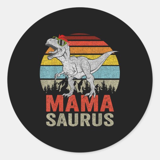 Mamasaurus Dinosaur Mama Saurus T Rex Funny Family Ronde Sticker (Voorkant)