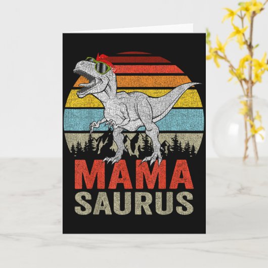 Mamasaurus Dinosaur Mama Saurus T Rex Grappige Fam Kaart (Gele Bloem)