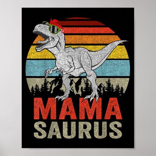 Mamasaurus Dinosaur Mama Saurus T Rex Grappige Fam Poster (Voorkant)