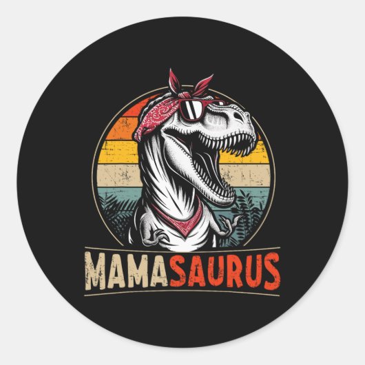 Mamasaurus Dinosaur Moeder voor Moederdag Kerstmis Ronde Sticker (Voorkant)