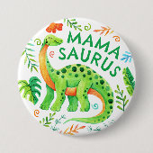 Mamasaurus Dinosaurus Moeder van de Verjaardag Jon Ronde Button 7,6 Cm (Voorkant)