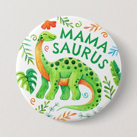 Mamasaurus Dinosaurus Moeder van de Verjaardag Jon Ronde Button 7,6 Cm (Voorkant)