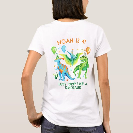 Mamasaurus Dinosaurus Moeder van de Verjaardag Jon T-shirt (Achterkant)