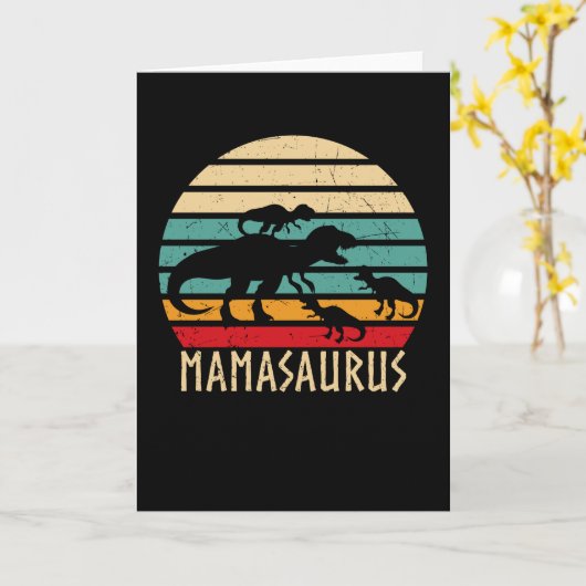 Mamasaurus Funny Moederdag Dinosaur Kaart (Gele Bloem)