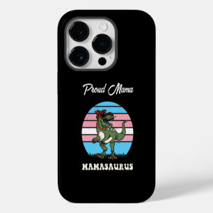 Mamasaurus Grappige Dinosaur op Trans Vlag Zonsond iPhone 14 Plus Hoesje