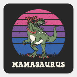 Mamasaurus Grappige Dinosaurus op Biseksuele Vlag  Vierkante Sticker