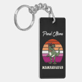 Mamasaurus Grappige Dinosaurus op Lesbische Vlag Z Sleutelhanger (Voorkant Links)